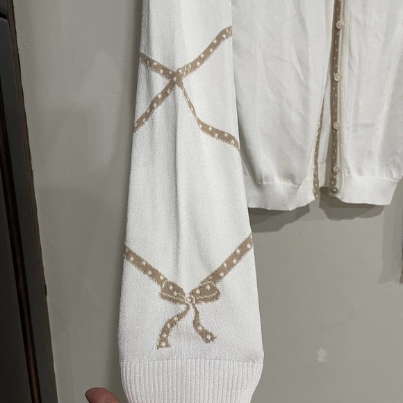 Valentino Roma size small S cardigan white beige bow long sleeve button up - Picture 3 of 7